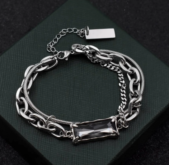 チェーンブレスレット メンズ レディース シンプル シルバーカラー アクセサリー