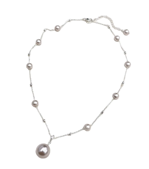 パールネックレス レディース シンプル 上品 ペンダント フェイクパール チェーン アクセサリー