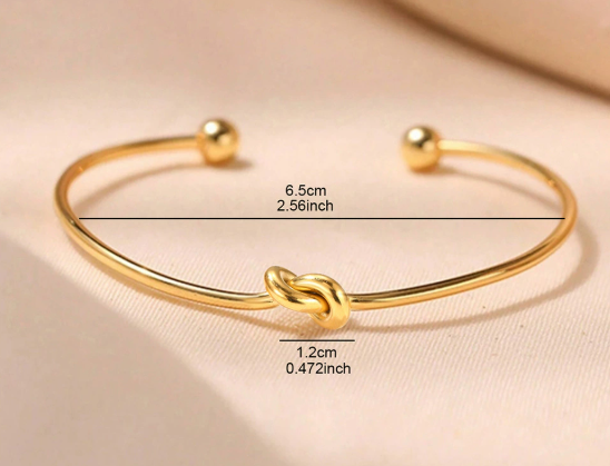バングル レディース シンプル ノットデザイン ゴールドカラー フリーサイズ 上品 アクセサリー
