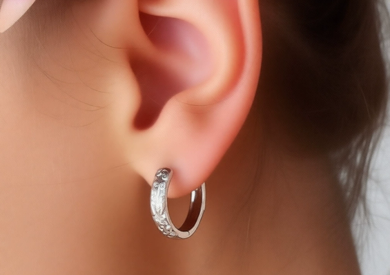フープピアス レディース ジルコニア シンプル 上品 シルバーカラー 小ぶり アクセサリー