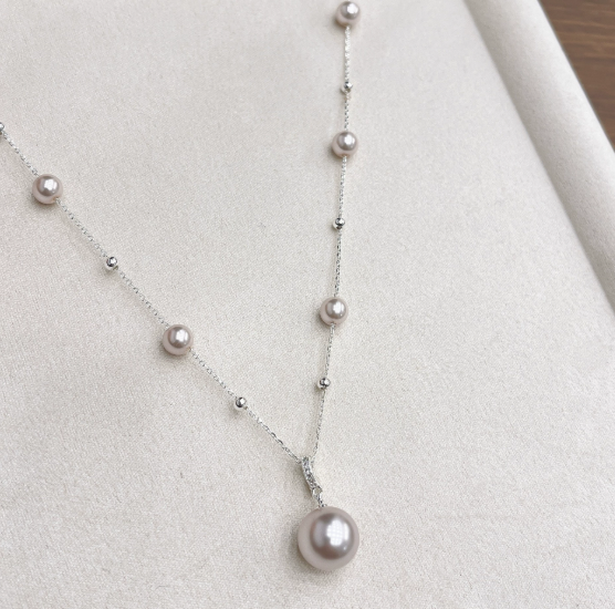 パールネックレス レディース シンプル 上品 ペンダント フェイクパール チェーン アクセサリー